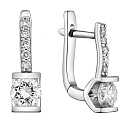 Серьги с английским замком из белого золота с бриллиантами