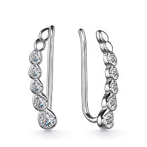 Серьги из серебра с фианитами