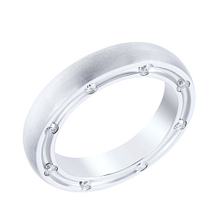 Кольцо обручальное из белого золота с бриллиантами