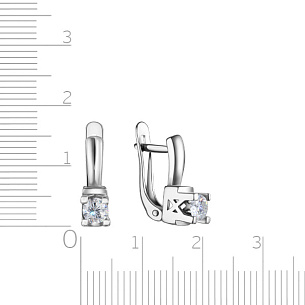 Серьги с английским замком из серебра с фианитом