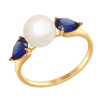 Кольцо из красного золота с жемчугом