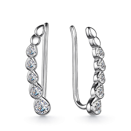 Серьги из серебра с фианитами