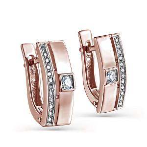 Серьги с английским замком из красного золота с бриллиантами