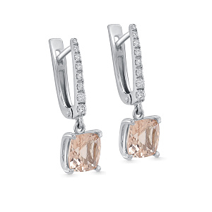 Серьги с английским замком из белого золота с бриллиантами