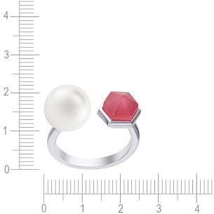 Кольцо из серебра с стеклом и жемчугом