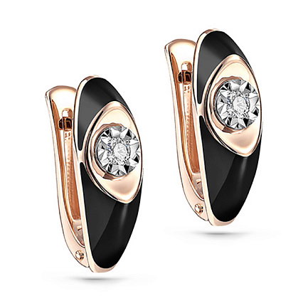 Серьги с английским замком из красного золота с бриллиантами