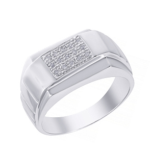 Печатка из белого золота с бриллиантами