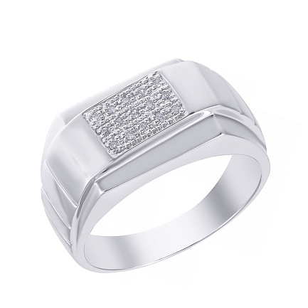 Печатка из белого золота с бриллиантами