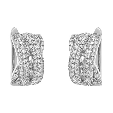 Серьги с английским замком из серебра с фианитами