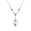 Колье из белого золота с бриллиантами, сапфирами