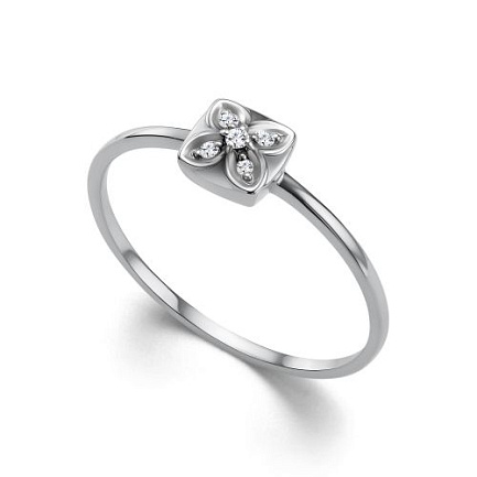 Кольцо из белого золота с бриллиантами