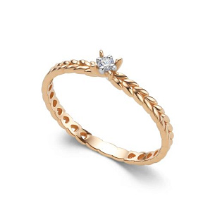 Кольцо из красного золота с бриллиантом