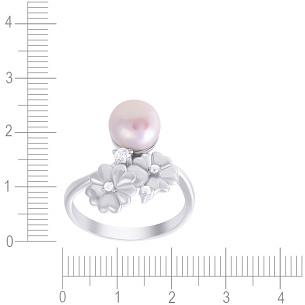 Кольцо из серебра с фианитом, жемчугом