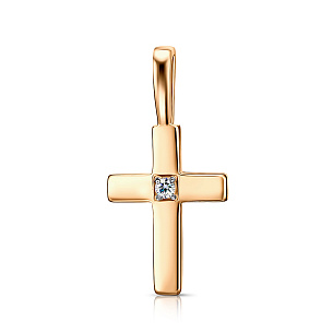 Золотой крест декоративный с бриллиантом