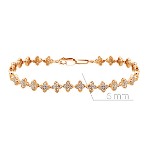 Браслет декоративный из красного золота с бриллиантом