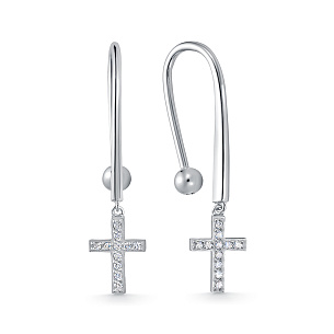 Серьги из белого золота с бриллиантом