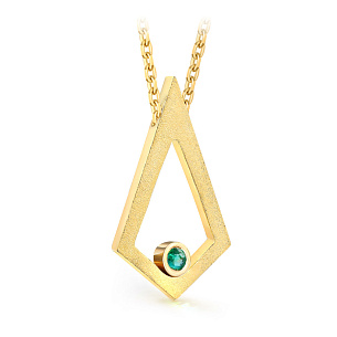 Колье из жёлтого золота с изумрудом
