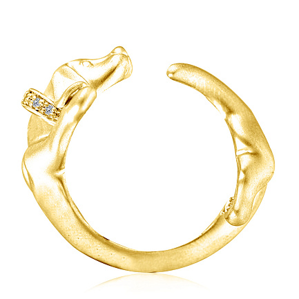 Позолоченное серебряное кольцо с фианитом Собака