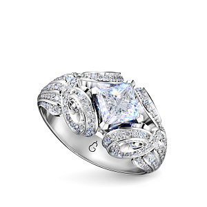 Кольцо из белого золота с бриллиантом