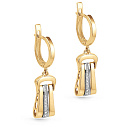 Серьги с английским замком из желтого золота с бриллиантами