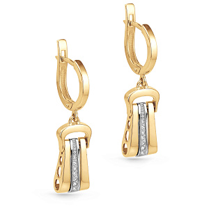 Серьги с английским замком из желтого золота с бриллиантами