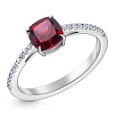 Кольцо из белого золота с бриллиантами, родолитом