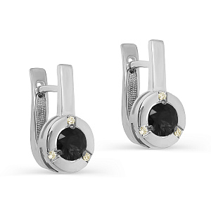 Серьги с английским замком из белого золота с бриллиантами