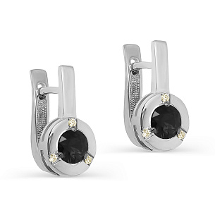 Серьги с английским замком из белого золота с бриллиантом