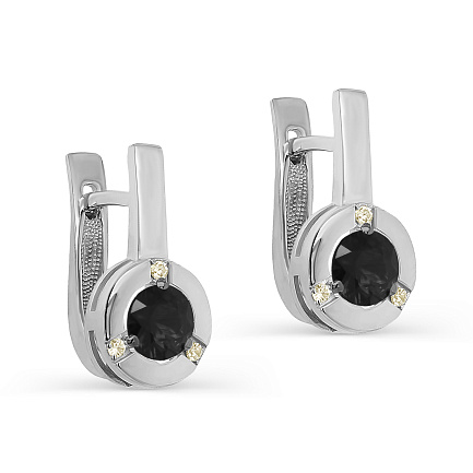 Серьги с английским замком из белого золота с бриллиантами