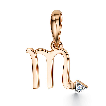 Подвеска из красного золота с бриллиантом