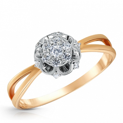 Кольцо из красного золота с фианитом