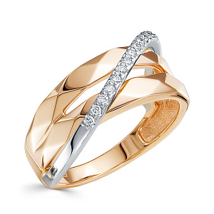 Кольцо из красного золота с бриллиантами