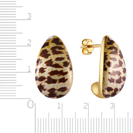 Серьги из серебра с позолотой, эмалью