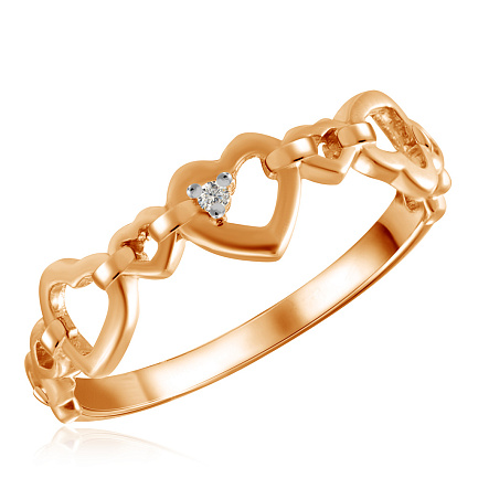 Золотое кольцо с фианитом Сердце