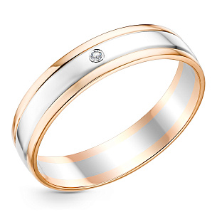 Кольцо из красного золота с бриллиантом