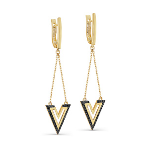 Серьги с английским замком из желтого золота с бриллиантами