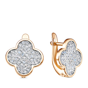 Серьги с английским замком из серебра с фианитом