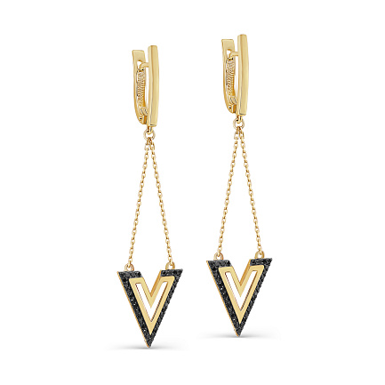 Серьги с английским замком из желтого золота с бриллиантами