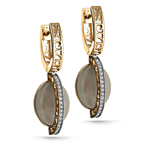 Серьги с английским замком из желтого золота с бриллиантами