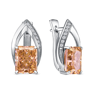 Серьги с английским замком из серебра с фианитом