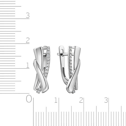 Серьги с английским замком из белого золота с фианитом