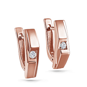 Серьги с английским замком из красного золота с бриллиантами