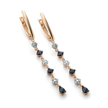 Серьги с английским замком из красного золота с бриллиантами