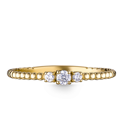 Кольцо из желтого золота с фианитом