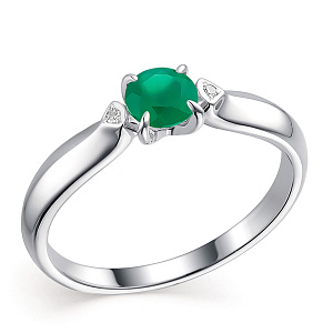 Кольцо из серебра с бриллиантами, агатом