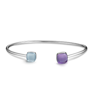 Браслет декоративный из белого золота с аметистом