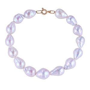 Браслет декоративный из красного золота с жемчугом