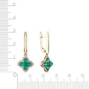 Серьги с английским замком из желтого золота с бриллиантами