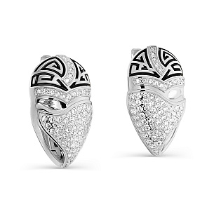 Серьги с английским замком из серебра с фианитом