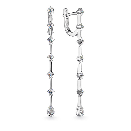 Серьги с английским замком из белого золота с бриллиантами